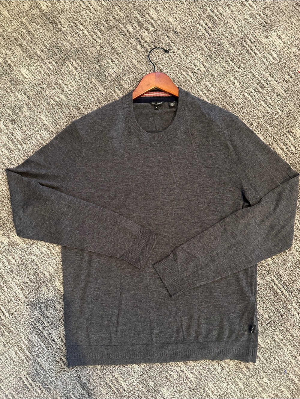 Ted Baker London Cashmere Wool Dark Charcoal Crewneck Sweater